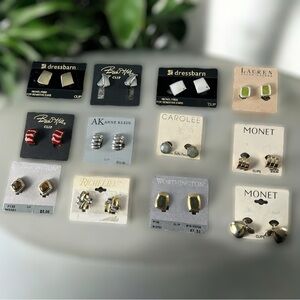 Assorted Clip-On Earrings Set Dressbarn, Monet, Anne Klein & Others 12 Pair